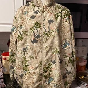 D womens Keneth Too zipper long sleeve floral plus size windbreaker jacket 3X
